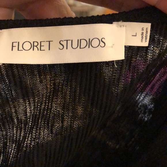 Nwot Floret Studio knee length black dress with side slit - Picture 6 of 7